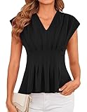 GRACE KARIN Frauen Sommer V-Ausschnitt Wickelbluse Casual Kurzarm Loose Fit...