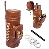 UIDMEN Personalisierter Zigarren-Humidor mit graviertem Namen, tragbarer...