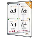 OfficeMarshal Schaukasten 4xA4 inkl. 8 Magnete Infokasten Aushang...