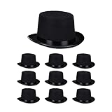 Relaxdays Zylinder Hut 10er Set, Zauberhut Damen & Herren, Kopfumfang 58...