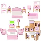 Puppenhaus Möbel Set Holz 5 Zimmer Kit 22 Stück Miniatur Puppenhaus...