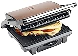 Bestron elektrischer Kontaktgrill mit Auffangschale, Sandwichmaker mit...