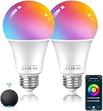 HUTAKUZE Alexa Glühbirnen E27 Smart LED Lampe, 9W 806LM WLAN Mehrfarbige...