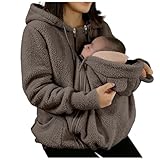 Generisch Tragejacke für Mama Baby Hoodie Fleecejacke Damen Kapuzensweat...
