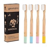 Geordinary® NanoKids 4-Pack Bambus-Zahnbürsten für Kinder, Premium...