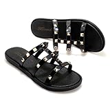 Flach Sandalen für Damen, Sommer Elegant Riemchensandalen Bequem...