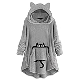 MINYA Kapuzen-Sweatshirt, lang, Damen, modisch, Langarm, Mantel, Taschen,...