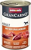 GranCarno Hunde Nassfutter mit Geflügelherzen (6 x 400g), Hundefutter nass...