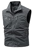 AIEOE Herren Safari Weste Cargo Netzfutter Fotoweste Outdoor Camping Ranger...
