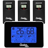 Casativo WLAN-Wetterstation mit 3 Funksensoren, LCD Display – Temperatur,...