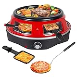Todeco 3-in-1 Elektrischer Pizzaofen mit 6 Pizzaschaufeln, 6 Käsepfanne,...