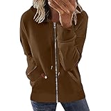 Hoodie Damen Sweatjacke Langarm Zipper Kapuzenjacke mit Taschen...