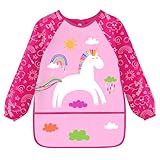 MorLuks Malschürze kinder 3-8 jahre, Malkittel KinderEinhorn rosa,...