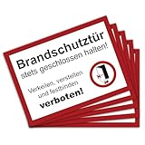 5 Stück Brandschutztür Premium Aufkleber A4 | 21 x 29,7cm DIN 4066...