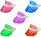 UptVin Packung von 5 Plastik Unisex 80S Style Sun Visor Hüte elastischer...