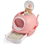 COSTWAY Katzenklo mit Deckel, Katzentoilette mit ausziehbarem Tablett,...