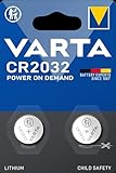 VARTA Batterien Knopfzellen CR2032, 2 Stück, Power on Demand, Lithium, 3V,...