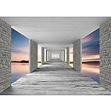 Runa Art Fototapete 3D Meer Sonnenuntergang 352 x 250 cm Vlies Tapeten XXL...