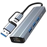 Dual USB-A/C LAN Adapter mit Gigabit Ethernet & 3X USB 3.0 & Typ-C...