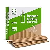 Comfy Package [200 Stück] Kraft-Papierstrohhalme, 100% biologisch abbaubar...