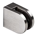 Edelstahl Glashalter halbrund für 6 mm Glas - Glasklemme flach für gerade...