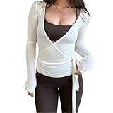 Geagodelia Damen Wickeloberteil Wickelshirt für Ballett Yoga Pilates...