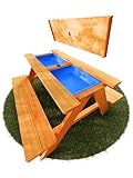 FRIEDO - 2in1 Kindersitzgruppe mit Matschtisch aus lackiertem Holz -...