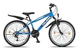 Talson 24 Zoll Mountainbike Fahrrad mit 21-Gang, Gabelfederung &...