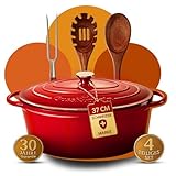 GUSSKÖNIGIN Bräter Gusseisen 37cm (XXL)– Gusseisen-Topf & Schmortopf...