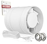 BUMSOU Rohrventilator 100mm, Leise Rohrlüfter mit Doppelkugellagermotor...