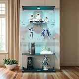 Glasvitrine mit LED Beleuchtung, 2 Türen Standvitrine, 4 Lagen Glas...