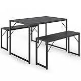 Bealife Esstisch 3er-Set, Küchentisch mit 2 Bänken, platzsparend,...