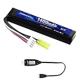 URGENEX Airsoft Battery 11.1V 1400mAh Lipo Battery with Mini Connector 30C...