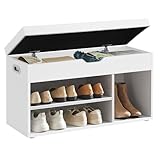 VASAGLE Schuhbank mit Sitzfläche, Sitzbank mit Stauraum, gepolstert, 3...