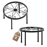 Bamworld Blumenständer Metall Schwarz 2er Set – Pflanzenständer...