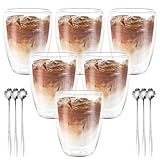 GBACHOOSE 6er Set Latte Macchiato Gläser 350 ml, Doppelwandig mit 6...