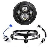 SKUNTUGUANG 7 Zoll LED Scheinwerfer mit Halterungsring für Road King, Road...