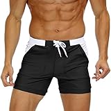 KEFITEVD Herren Schwimmshorts Figurbetont Slim Fit Strandhose mit Taschen...