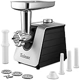 Twinzee - Elektrischer Fleischwolf mit Wurstfüller, Schwarz - Für Fleisch...