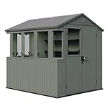 Keter Darwin Gewächshaus 244x190x221cm Grün - Treibhaus aus Kunststoff...