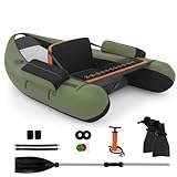 KOMFOTTEU Belly Boat, aufblasbares Fischerboot 136x105x53cm, Angelboot mit...