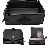 40 × 30 × 14 cm Faltbare Katzentoilette, Schwarz Tragbare Reise Katzenklo...