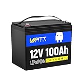 Wattcycle 12V 100Ah LiFePO4 Lithium Battery 20.000 Zyklen, integriertes...