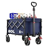 SUNULA Bollerwagen Faltbar Klein 80L 100KG, Faltbarer Bollerwagen...