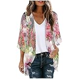 AEGJEGVD Strickjacke Damen Lang Mittellang Trenchcoat Long Drucken Motiv...
