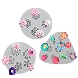 3 Stück Silikonformen Blumen, 3D Blume Tonform Fondant Silikonform...