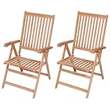 Qnhdfrt Klappbare Gartenstühle 2er Set aus massivem Teakholz 57x71,5x100...