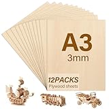 Pavlleen 12 Stück A3 Sperrholzplatte 3mm,Holzplatten zum...