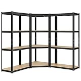 SONGMICS Eckregal-Set 4 Ebenen, Schwerlastregal, Metall, Lagerregal für...