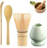 Macha Tea Set, 4 pcs Matcha Besen Set,Matcha-Rührer, Matcha Tee Set mit...